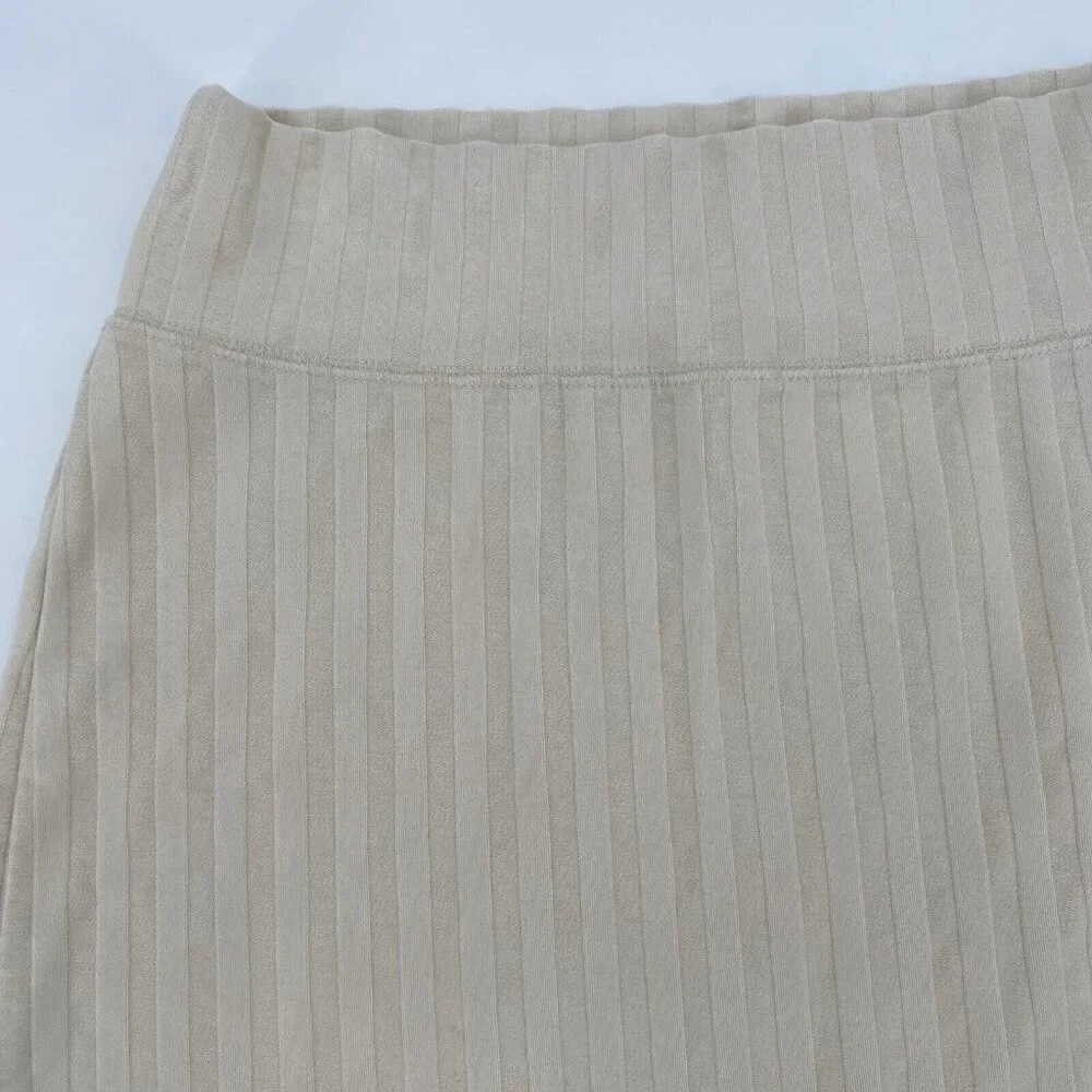 Aerie OG Groove Mini Skirt Size Medium Ribbed Stretch OFFLINE Beige